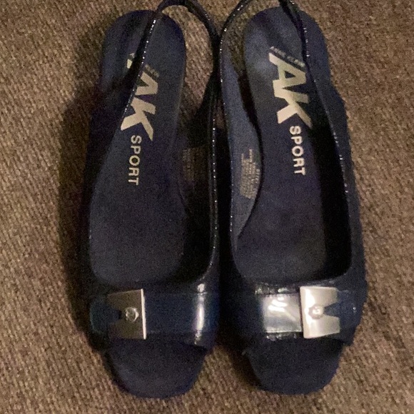 Anne Klein Sport ladies Navy blue sling back wedge sandal - Picture 1 of 7